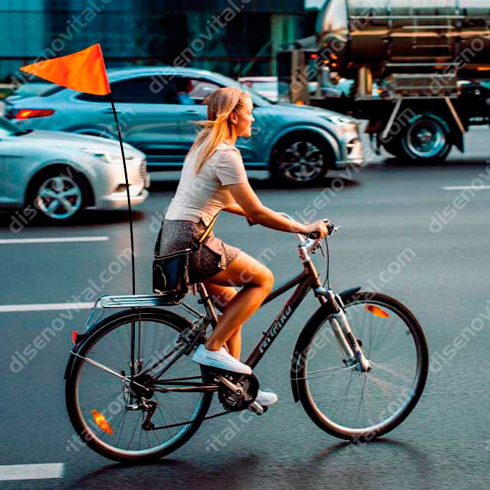Banderin de seguridad vial y señalización para bicicletas motos y trailers