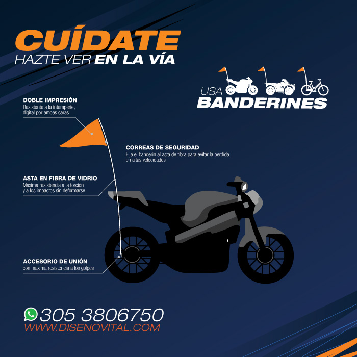banderines personalizados para moto bici cuatrimoto en medellin colombia para cda centros de enseñanza y conducción automovilistica