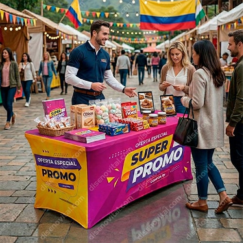 mantel spandex super promo para ferias y bazar de artesanias